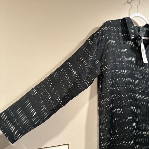 Eileen Fisher Silk Organic Cotton Dash Shirtdress Silk Lightweight Black Medium - Picture 7 of 17